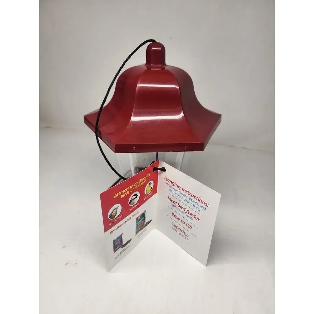 Red Plastic Songbird Lantern Wild Bird Hopper Feeder